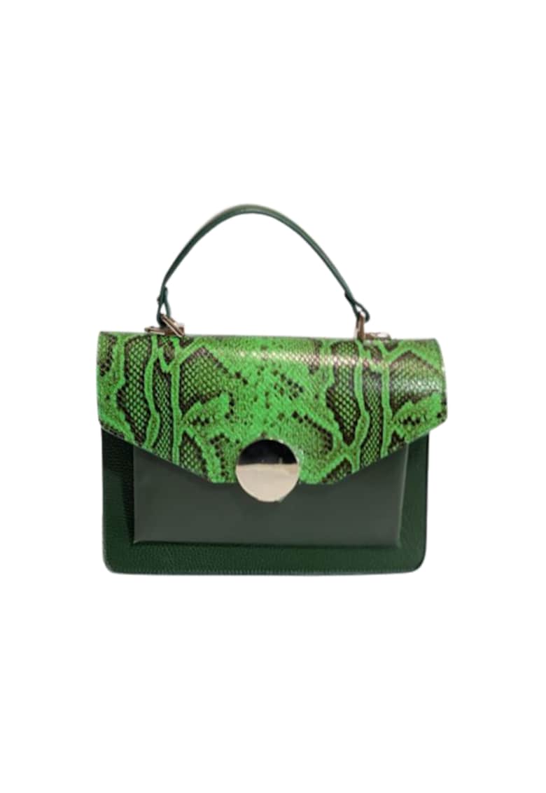 Geanta dama piele - Ema - verde - 27x11x20 cm