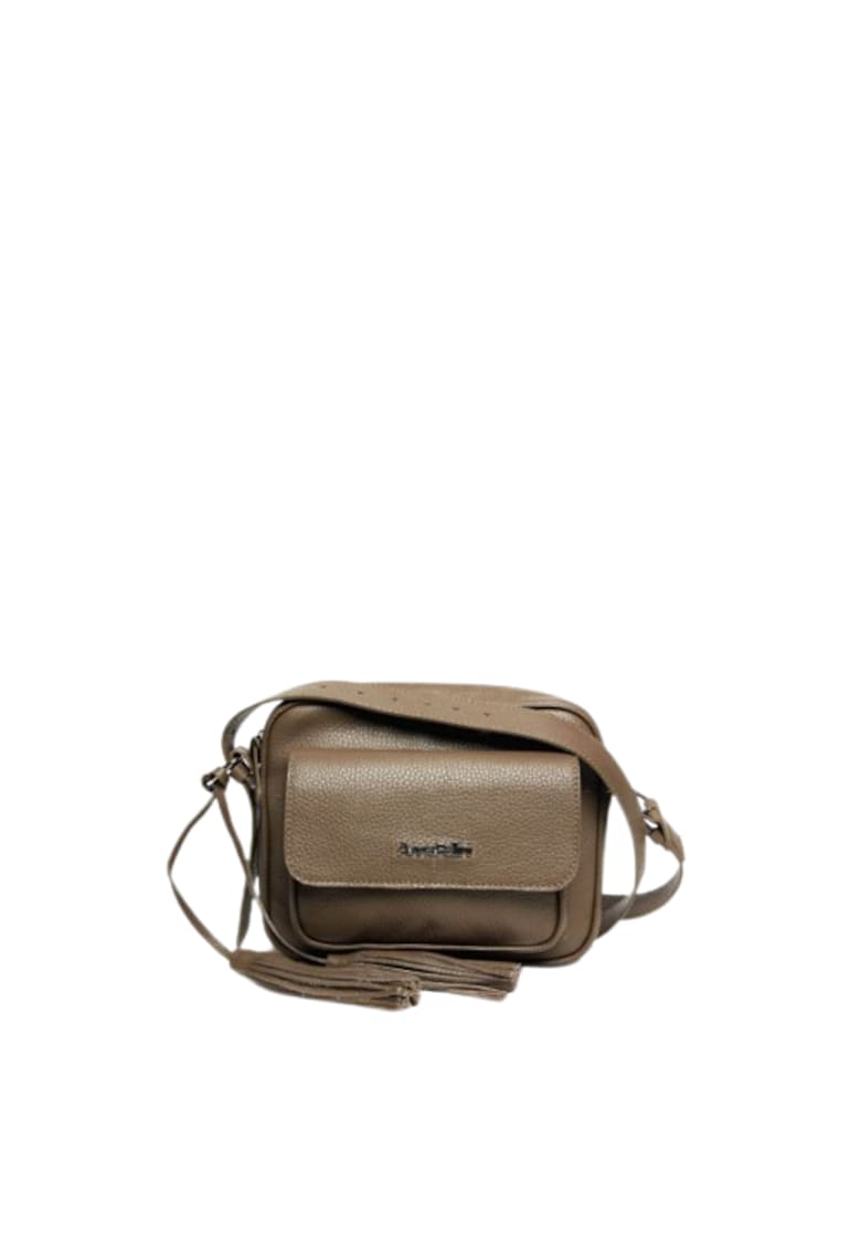 Geanta dama piele - Lucy - grej - 22x10x17 cm