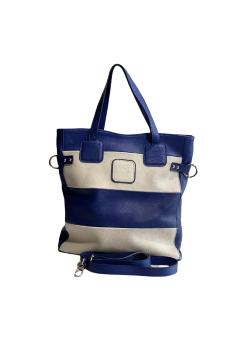 Geanta dama piele - Laura 42 - albastru - 33x7x35 cm