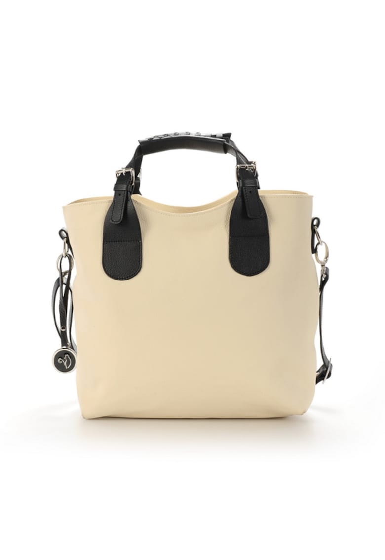 Geanta dama piele - Cosulet Z mare - crem - 33x12x32 cm