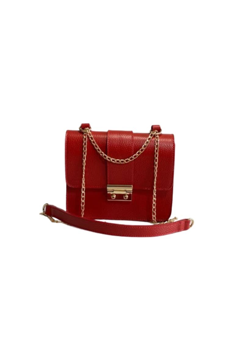 Geanta dama piele -  Divya - rosu - 19x6x16 cm