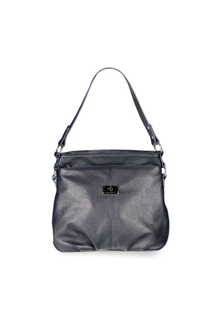 Geanta dama piele - Eduard 5 - bleumarin - 28x4x26 cm