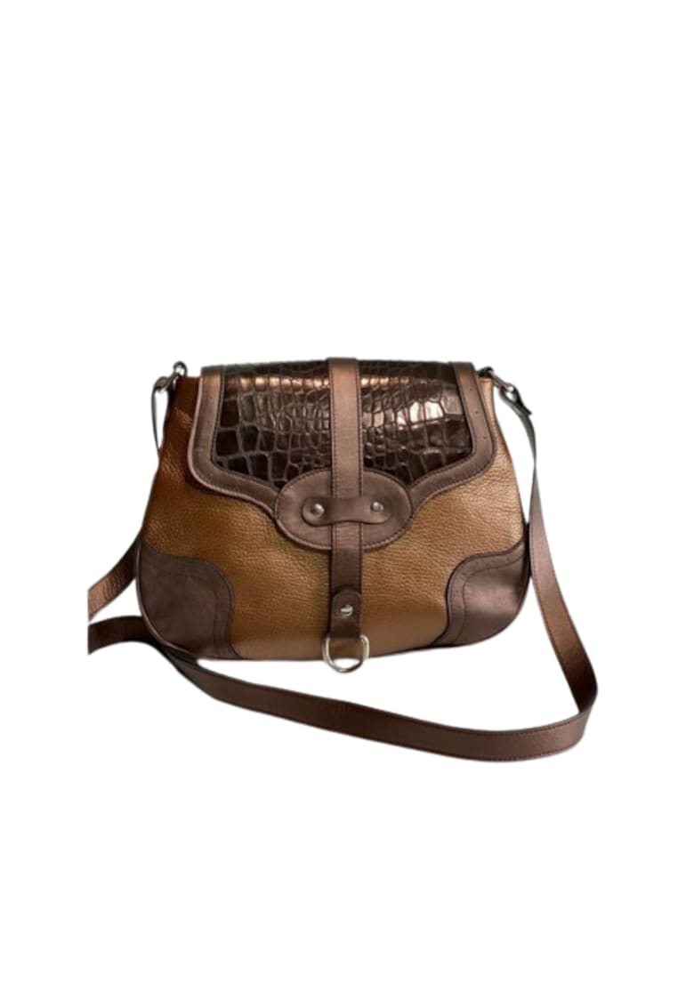 Geanta dama piele - Eduard 6 - coniac - 33x5x27 cm