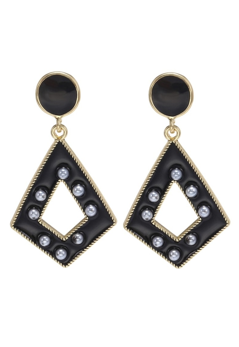 Cercei aurii - forma de romb - cu perlute - Reta C3 -