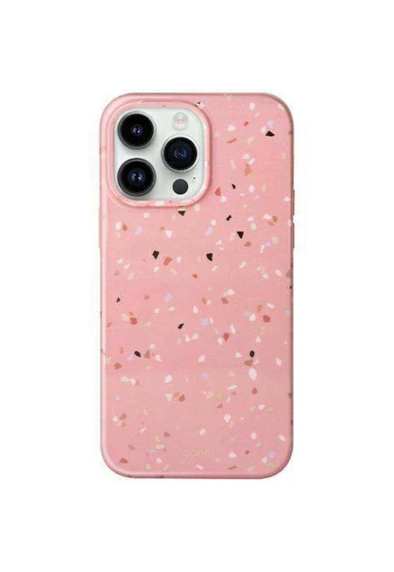 Husa de protectie coehl terrazzo pentru iphone 14 pro max - coral pink