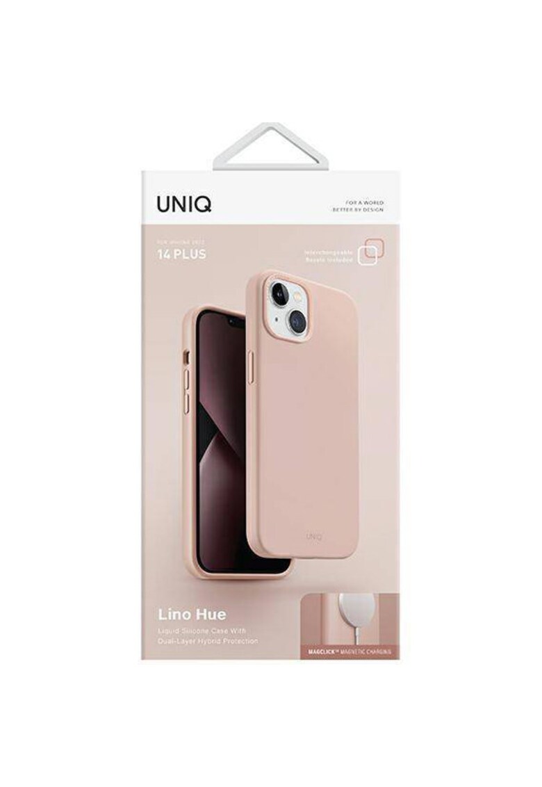 Husa de protectie lino hue magclick pentru iphone 14 plus - blush pink