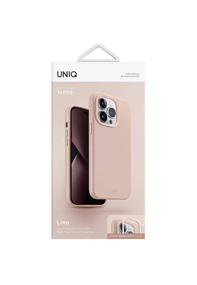 Husa de protectie lino pentru iphone 14 pro - pink blush