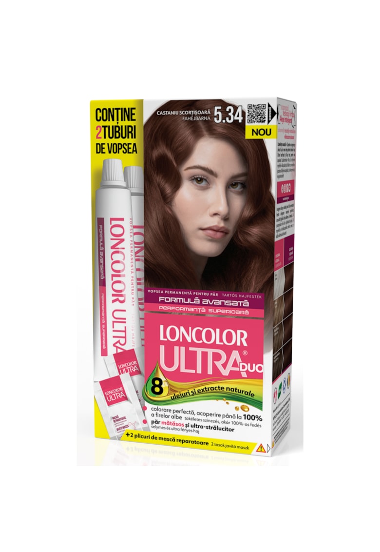 Vopsea de Par Permanenta Ultra Max 5.34 Castaniu Scortisoara - 200 ml