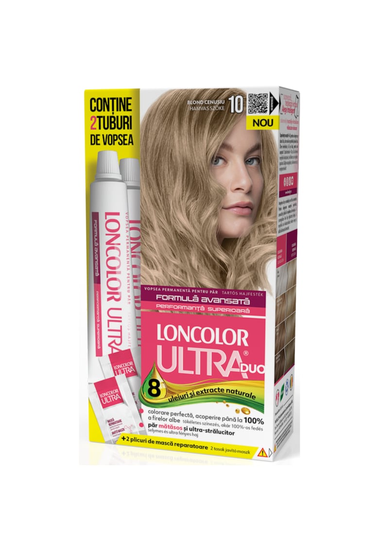 Vopsea de Par Permanenta Ultra Max 10 Blond Cenusiu - 200 ml