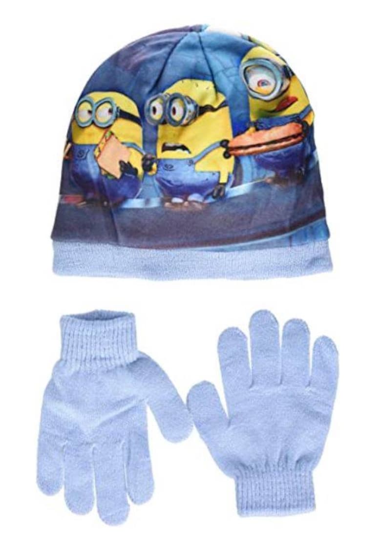 Set caciula/manusi pentru copii - Minions - Poliester - 52 cm - Multicolor