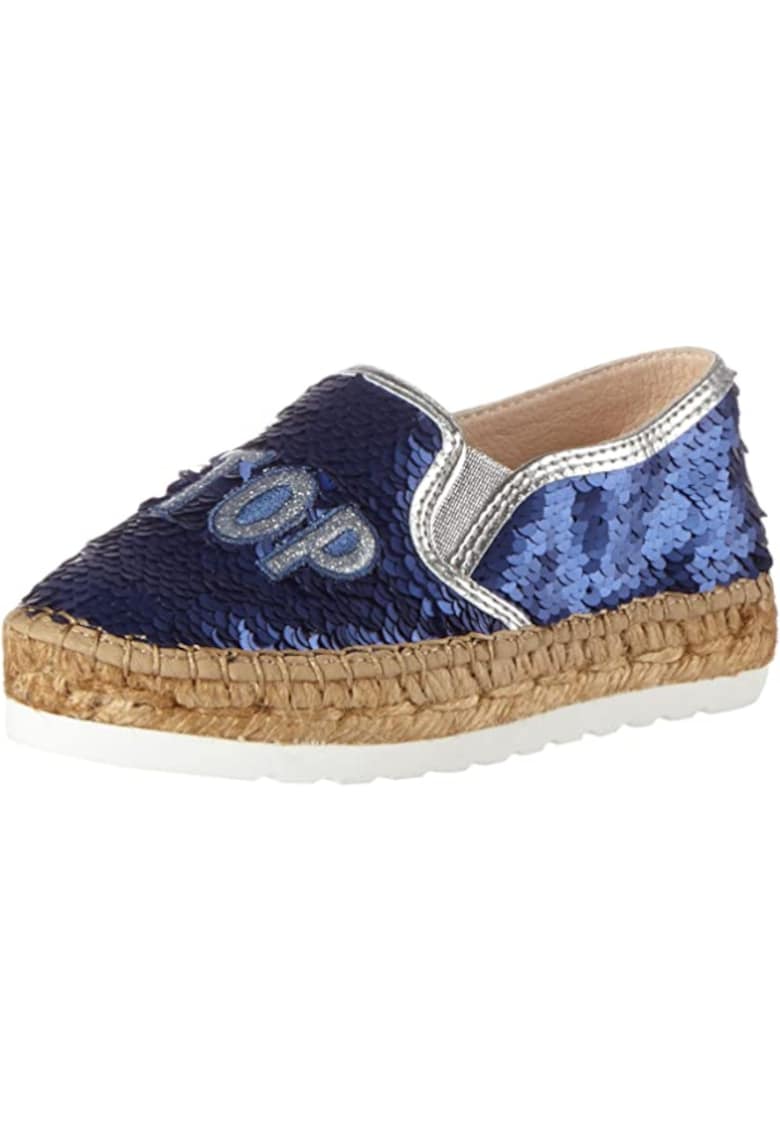 Balerini copii cu aplicatii din sequins - textil - albastri - 31EU