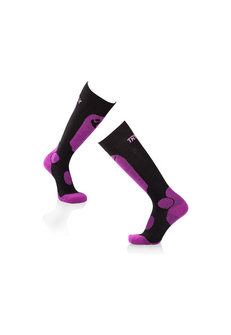 Sosete schi 3/4 lungi lana - merino - Negru ciclam Sosete schi 3/4 lungi lana - merino - Negru ciclam