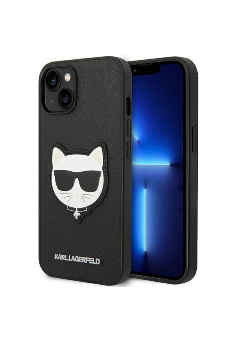 Husa de protectie PU Saffiano Choupette Head pentru iPhone 14 Plus - Negru