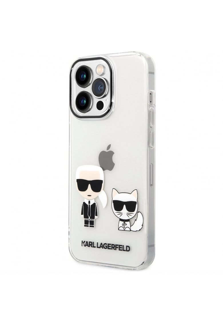 Husa de protectie din PC/TPU emblematica Karl si Choupette pentru iPhone 14 Pro - Transparent