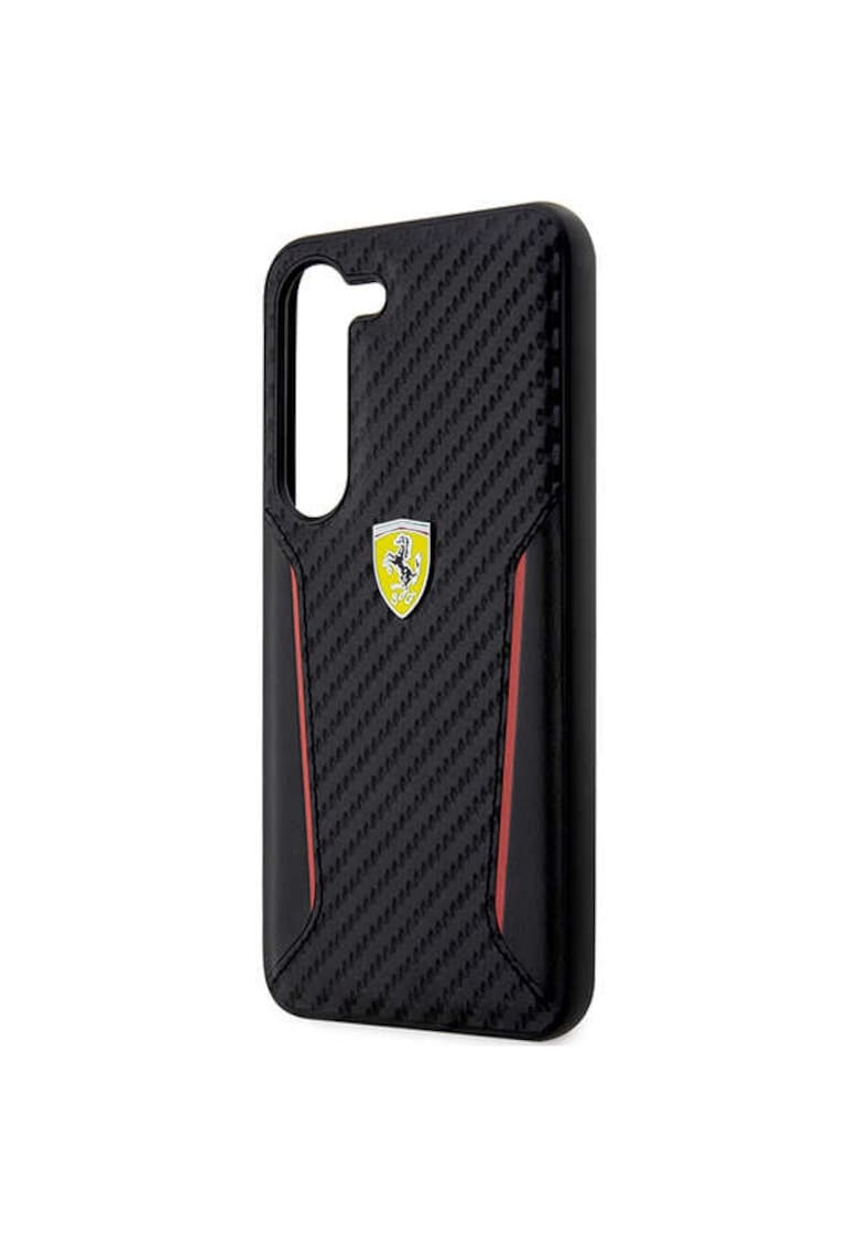 Husa de protectie carbon contrast edges pentru samsung galaxy s23 - negru