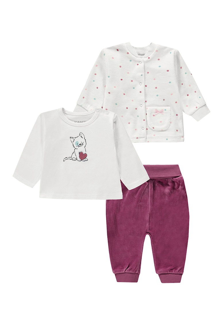 Set de bluza - cardigan si pantaloni din amestec de bumbac - 3 piese