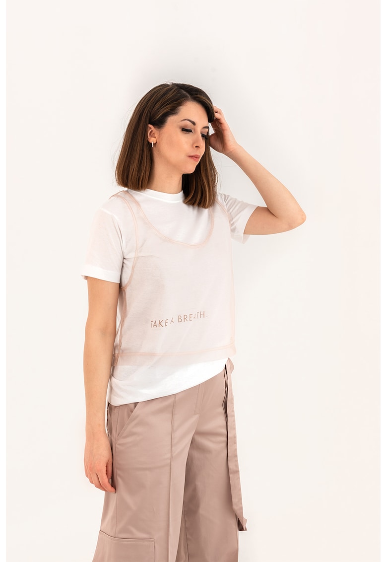 Tricou din amestec de bumbac cu model 2in1