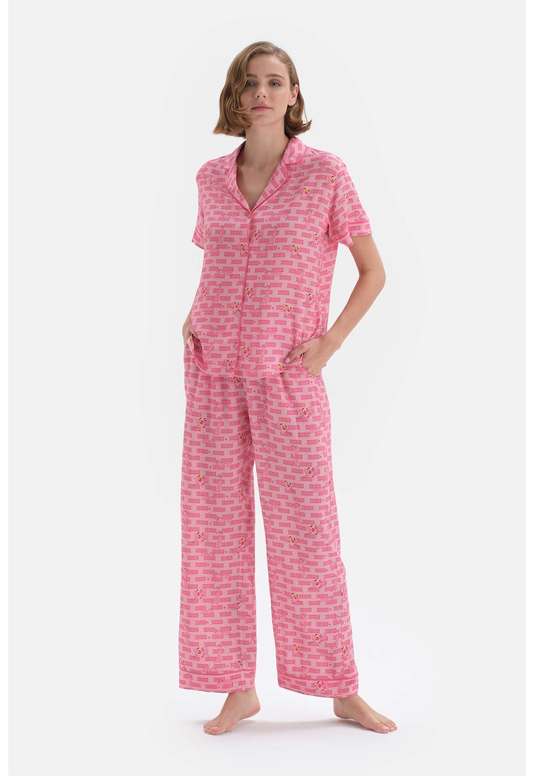  Pijama cu imprimeu Pantera Roz 