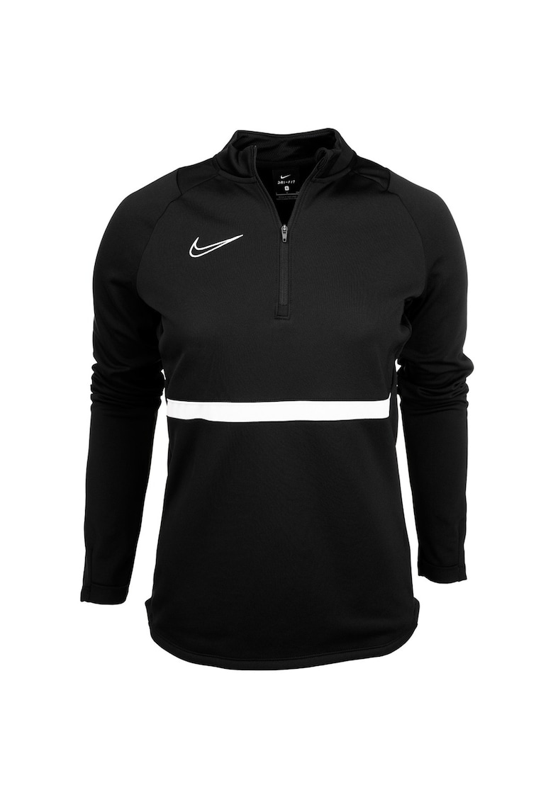 Bluza sport dama - Dri-FIT Academy - Poliester - Fermoar scurt - Negru - Negru