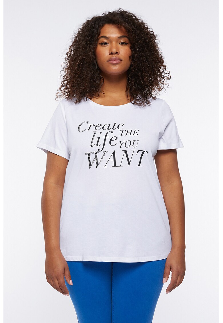 Tricou din bumbac cu imprimeu text
