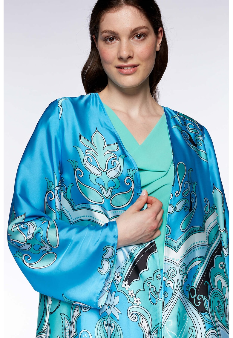 Kimono de satin cu imprimeu paisley