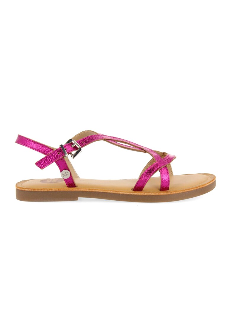 Sandale de piele cu aspect stralucitor parobe