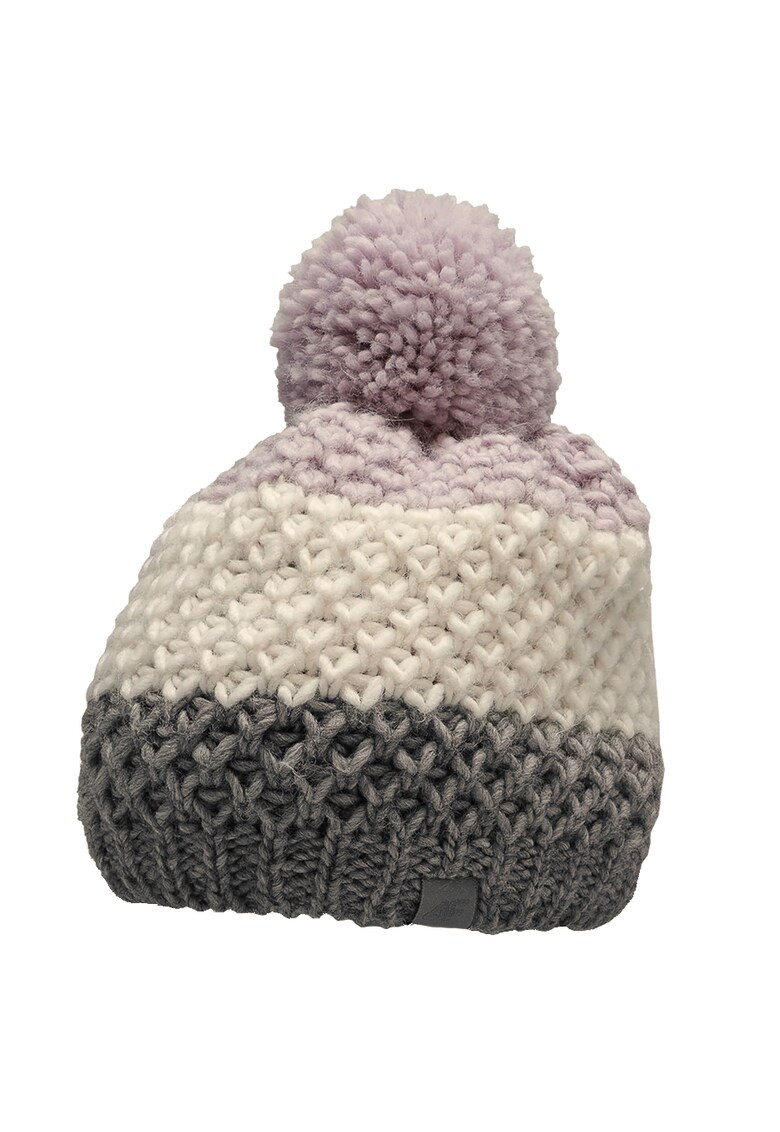 Caciula fete cu pompon - HJZ22 JCAD007 52S - Acril/Lana - 52-56 cm - Mov/Gri