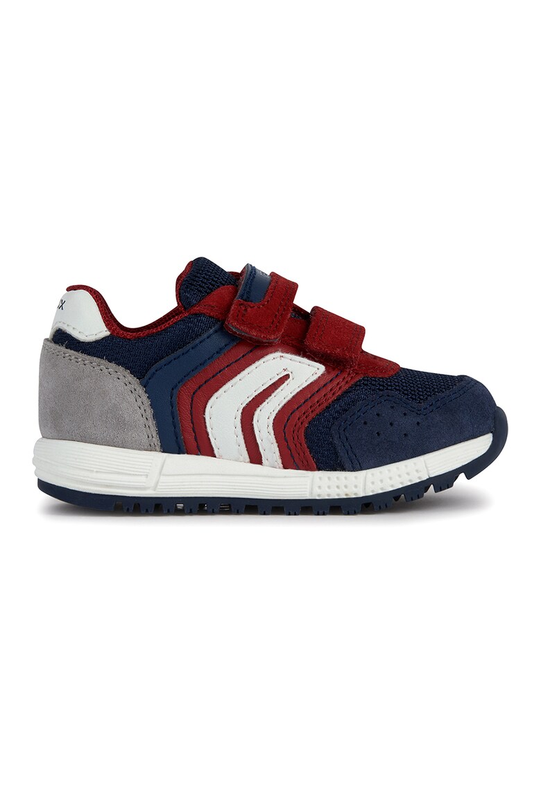 Pantofi sport cu velcro si insertii de piele intoarsa Alben