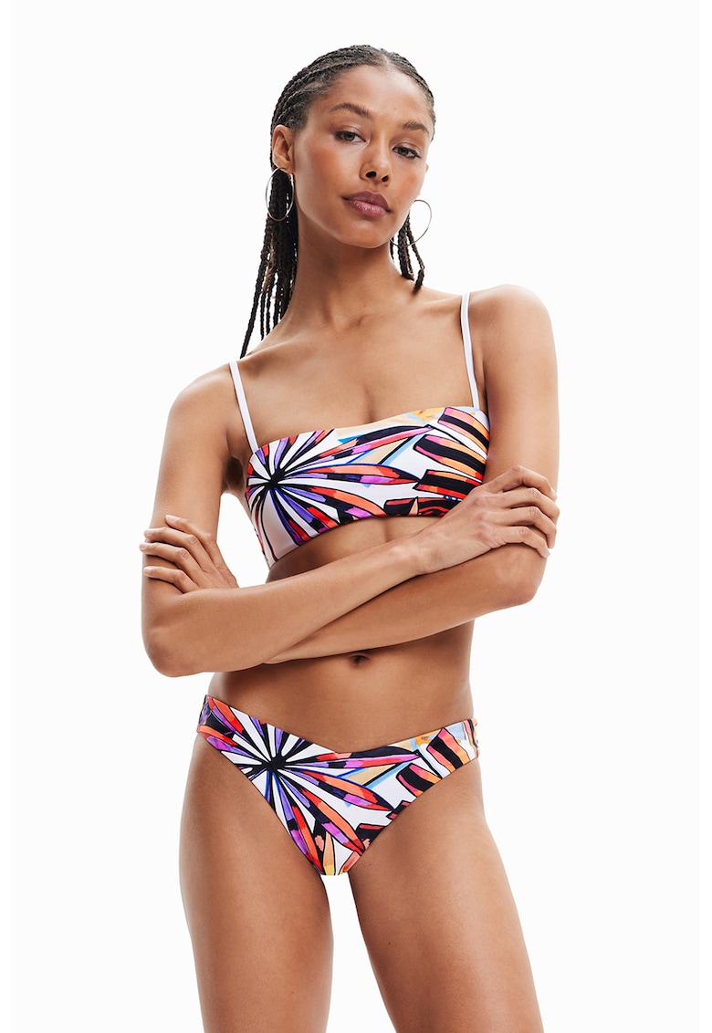 Sutien de baie bandeau - Alb/Negru/Portocaliu