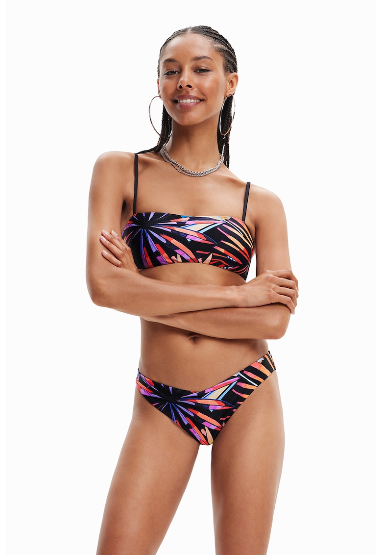 Slip brazilian - Negru/Portocaliu/Roz