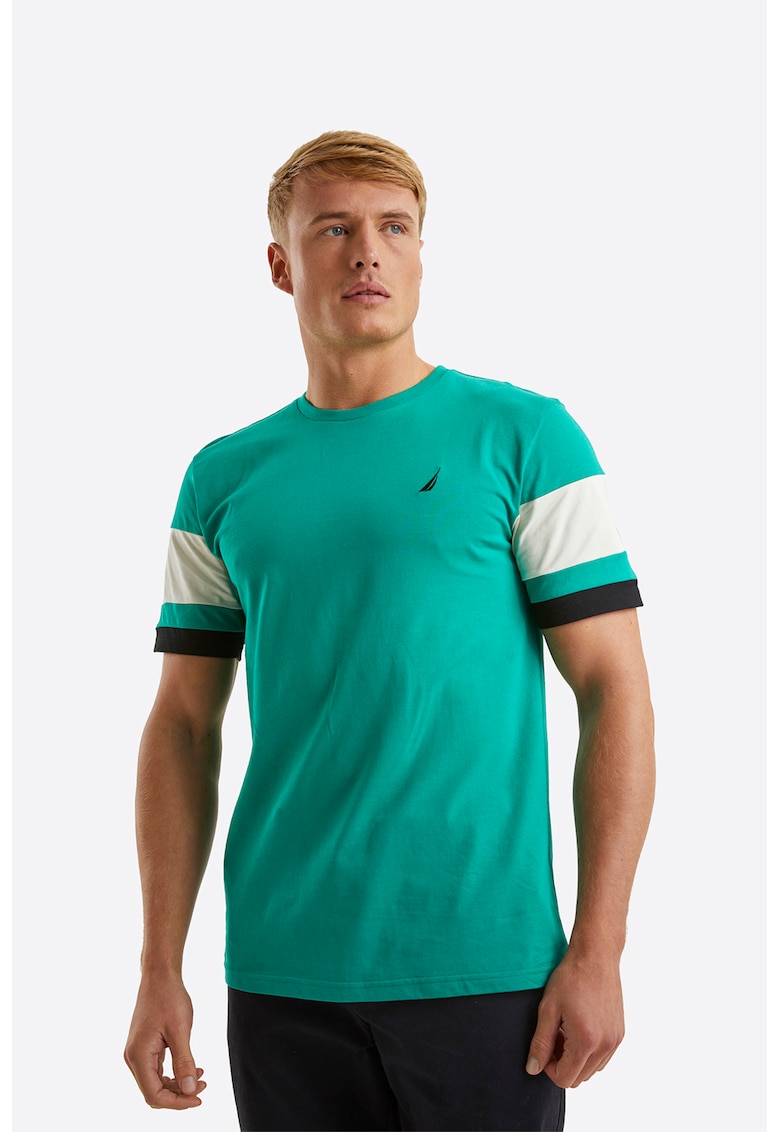 Tricou regular fit de bumbac cu model colorblock Morden