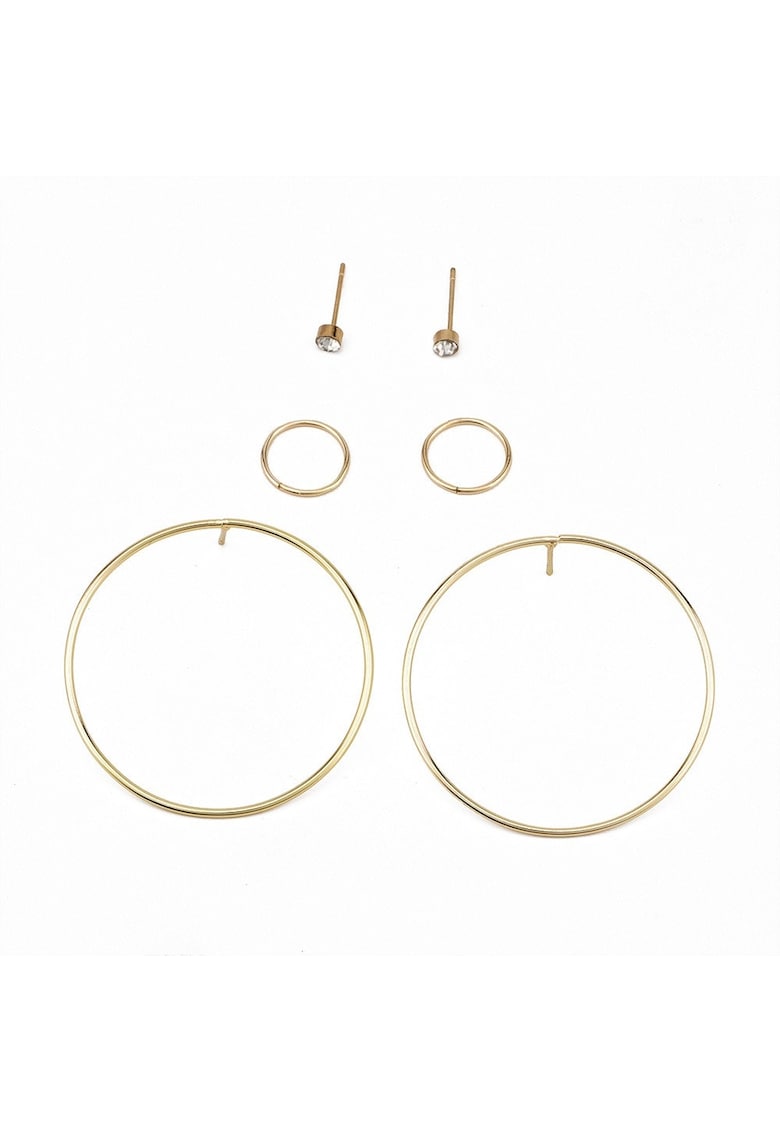 Set 3 perechi de cercei - aurii - cu pietre - Sonia C20 -