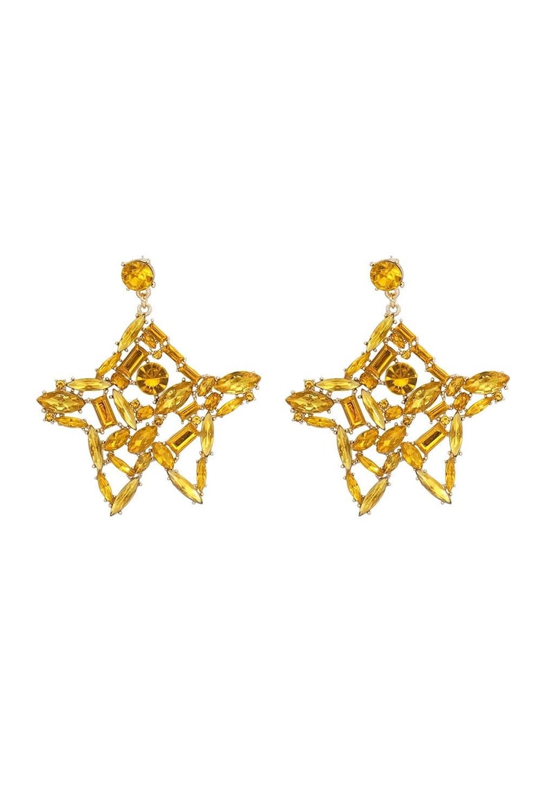 Cercei aurii - forma de stea - cu pietre galbene - Tabetha C9 -