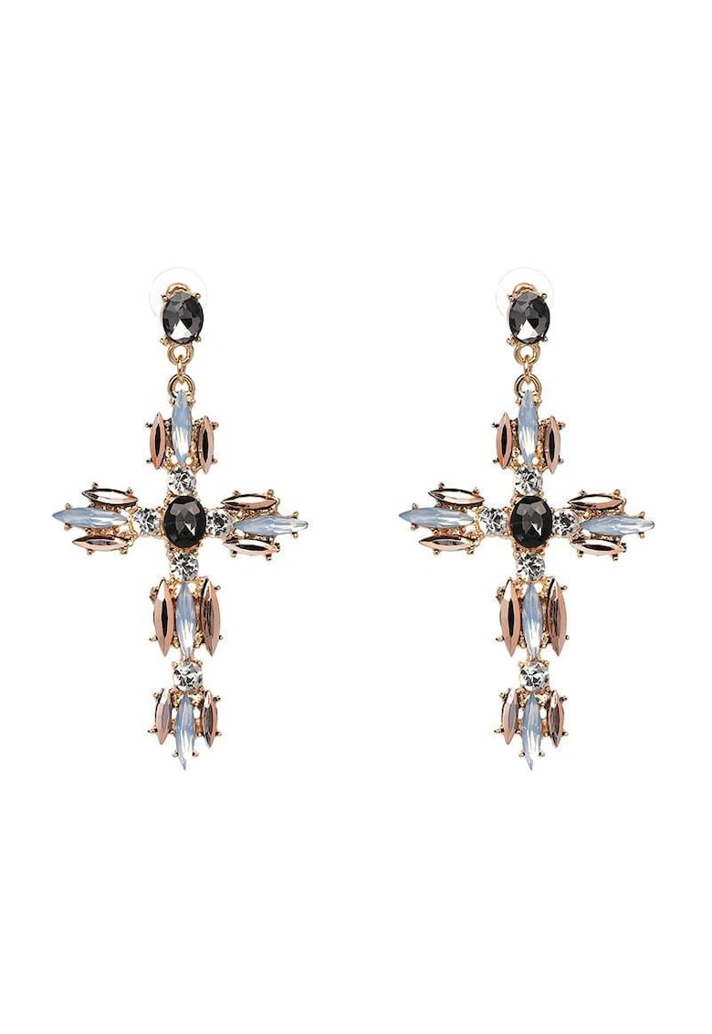 Cercei aurii - forma de cruce - cu pietre - Svea C7 -