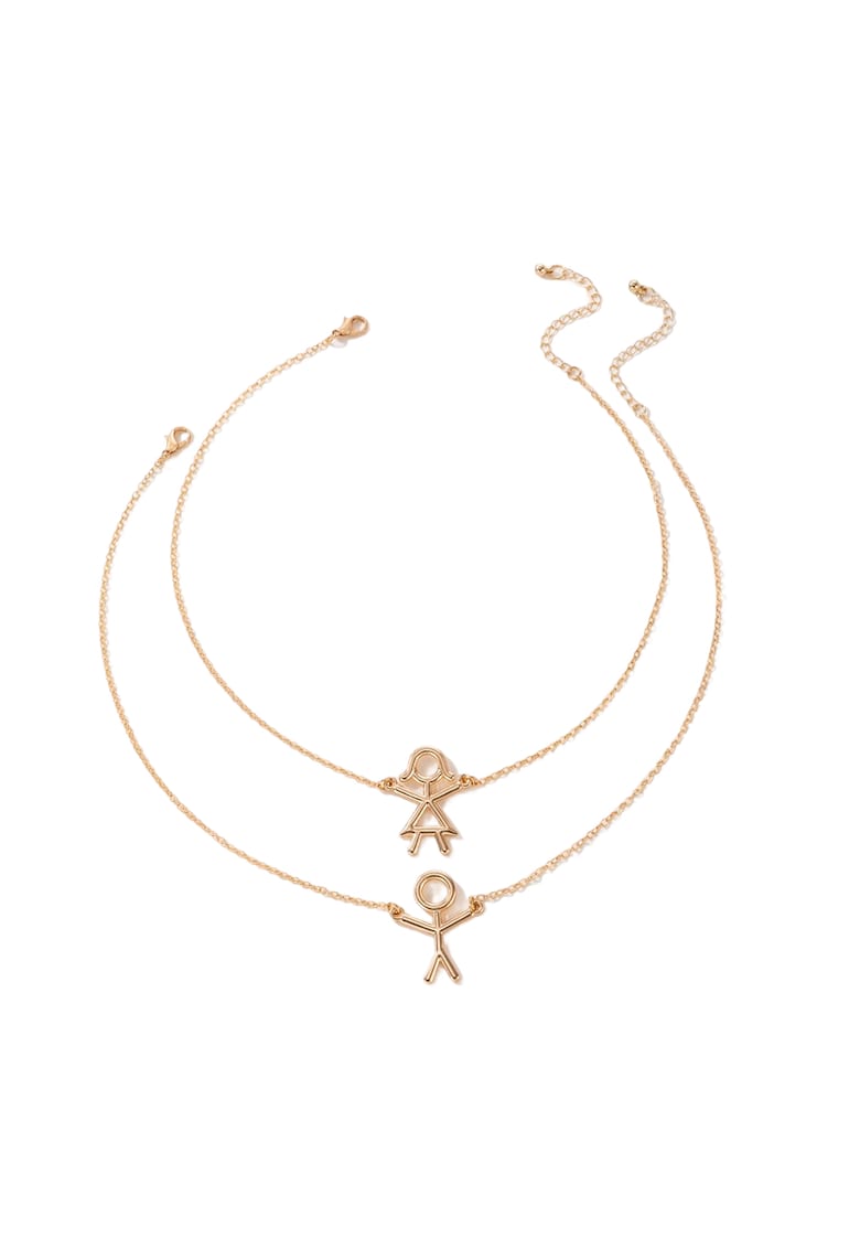 Set 2 coliere aurii - cu fetita si baietel - Tascha C21 - Set 2 coliere aurii - cu fetita si baietel - Tascha C21 -