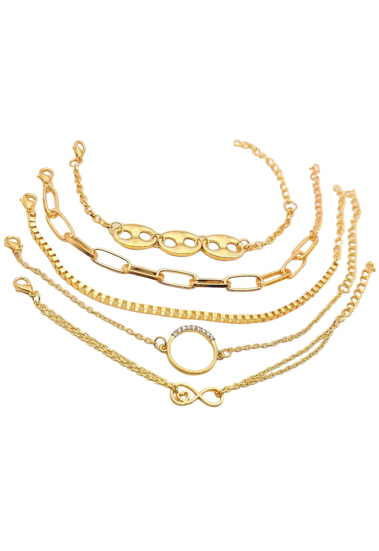 Set 5 bratari aurii - cu pietre si zale - Thams C6 -