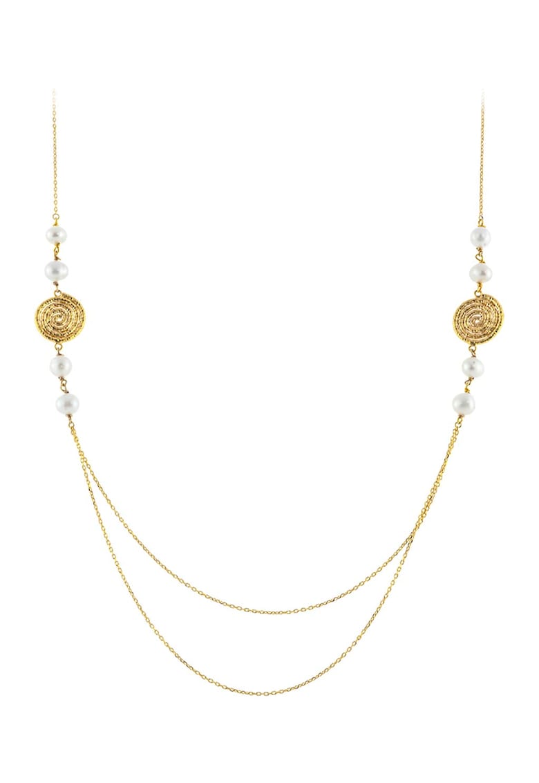 OXETTE Сребърно колие с покритие от 18K злато и сладководна перла за Жени OXETTE Сребърно колие с покритие от 18K злато и сладководна перла за Жени
