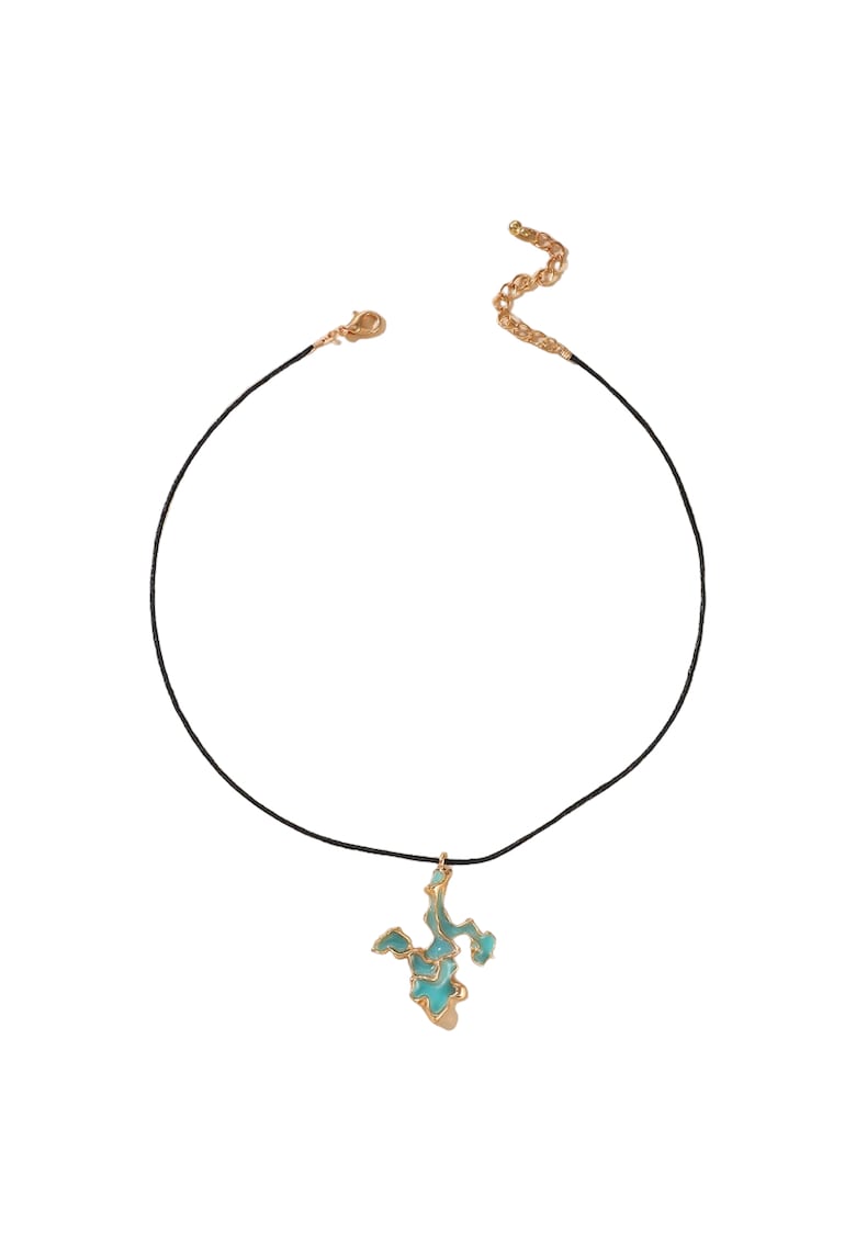 Colier cu snur si pandantiv auriu - in forma abstracta - Teoline C28 -