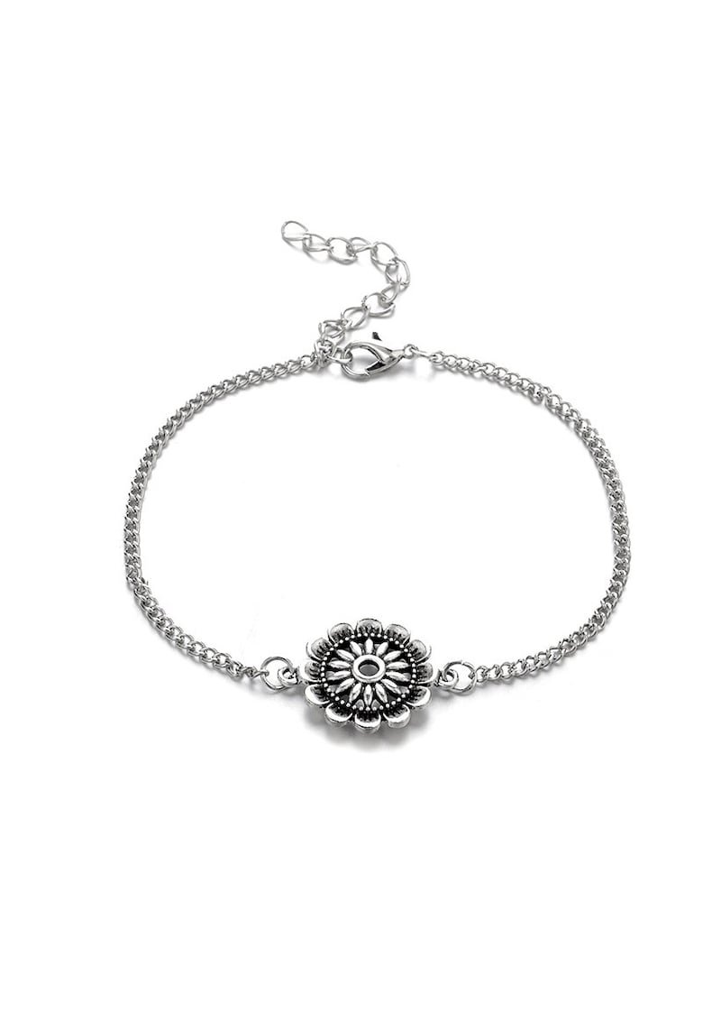 Set 2 bratari de picior - argintii - cu floare - Thalia C5 -