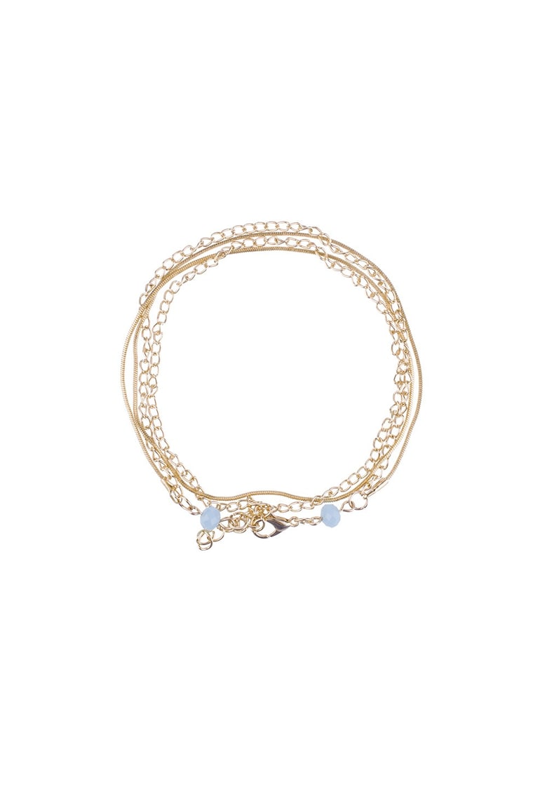 Set bratari de picior - aurii - cu margelute turquoise - Terne C2 -