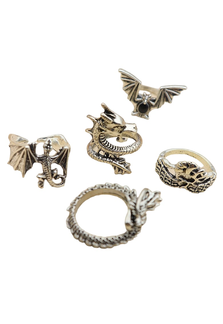 Set 5 inele argintii - cu dragoni - Thedor C1 -