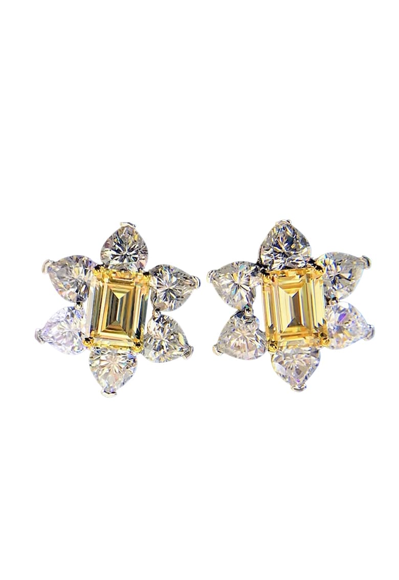 Cercei argintii - forma de floare - cu pietre din zirconiu - Sidonia C16 -