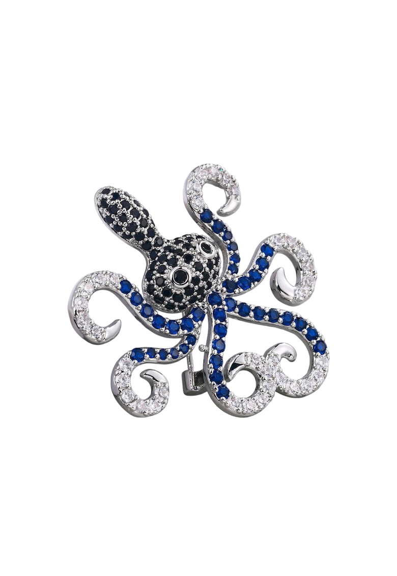 Brosa argintie - forma de caracatita - cu pietre albastre - Reny C7 - Brosa argintie - forma de caracatita - cu pietre albastre - Reny C7 -