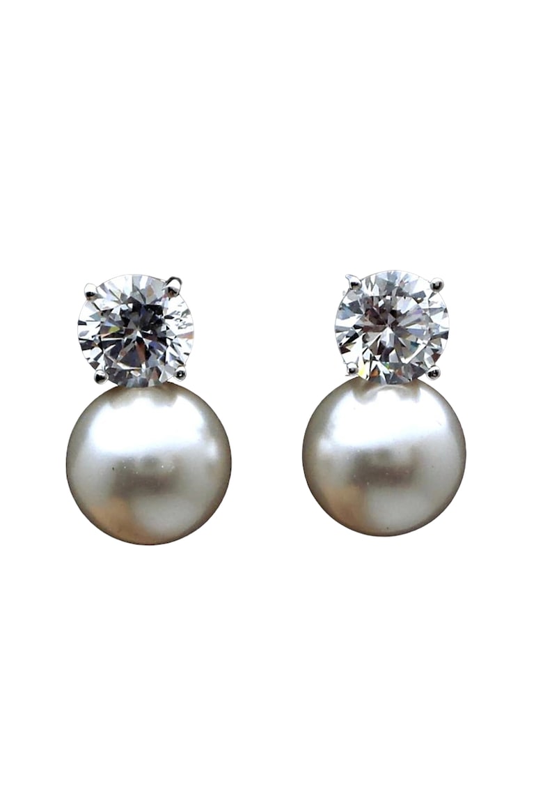 Cercei argintii - cu pietre din zirconiu si perle - Phelix C19 -