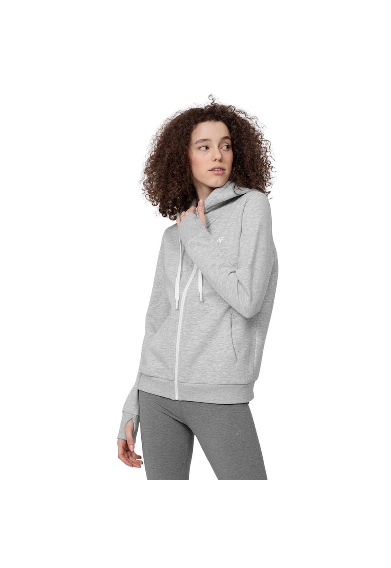 Hanorac sport dama - Bumbac/Poliester/Elastan - Gri deschis -