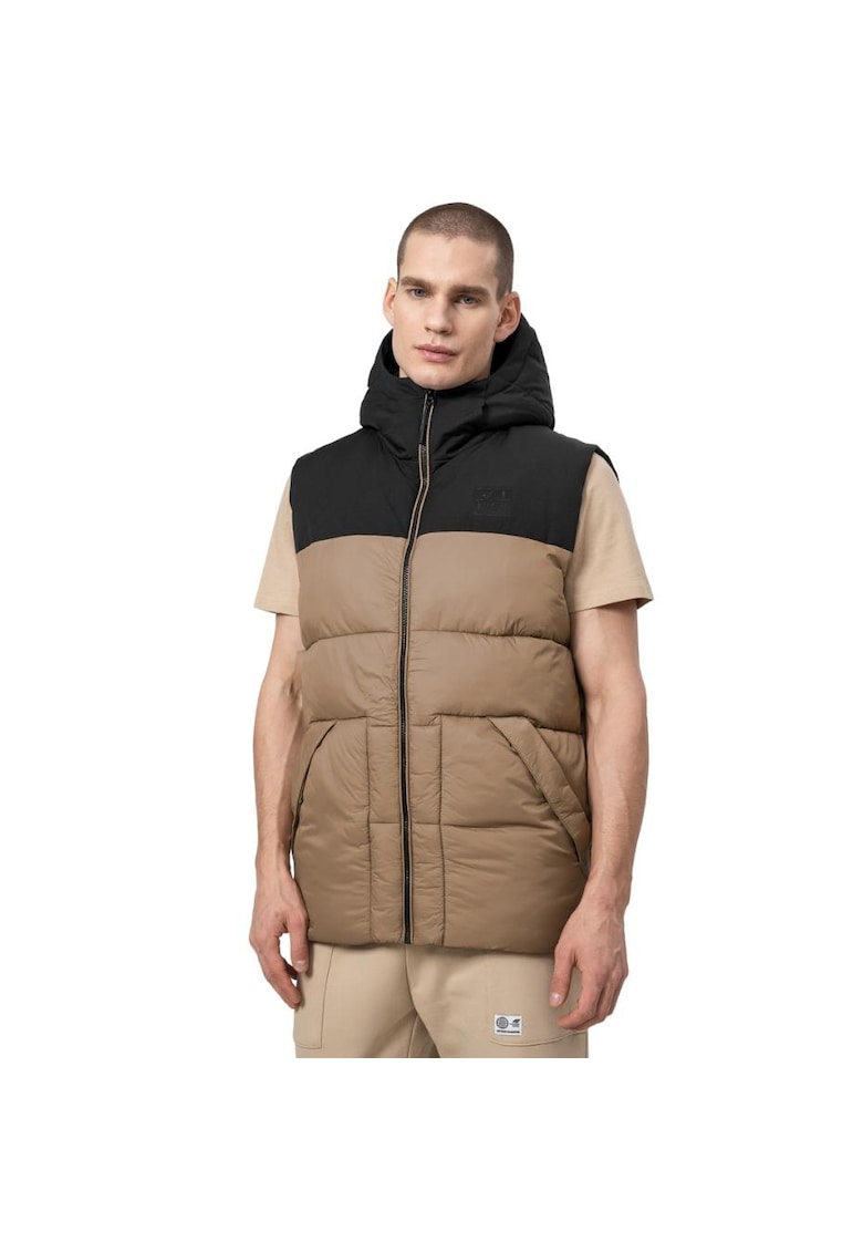 Vesta pentru barbati - H4Z22 KUMP002 74S - Poliester - Maro/Negru - Negru/Maro