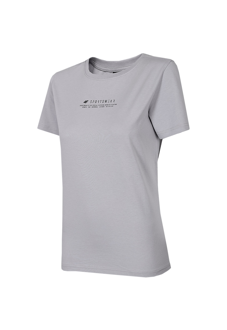 Tricou sport pentru dama - Bumbac - Gri deschis -