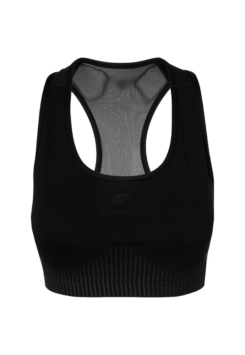 Bustiera sport dama H4Z22 - negru - spate cu plasa - poliester/elastan -