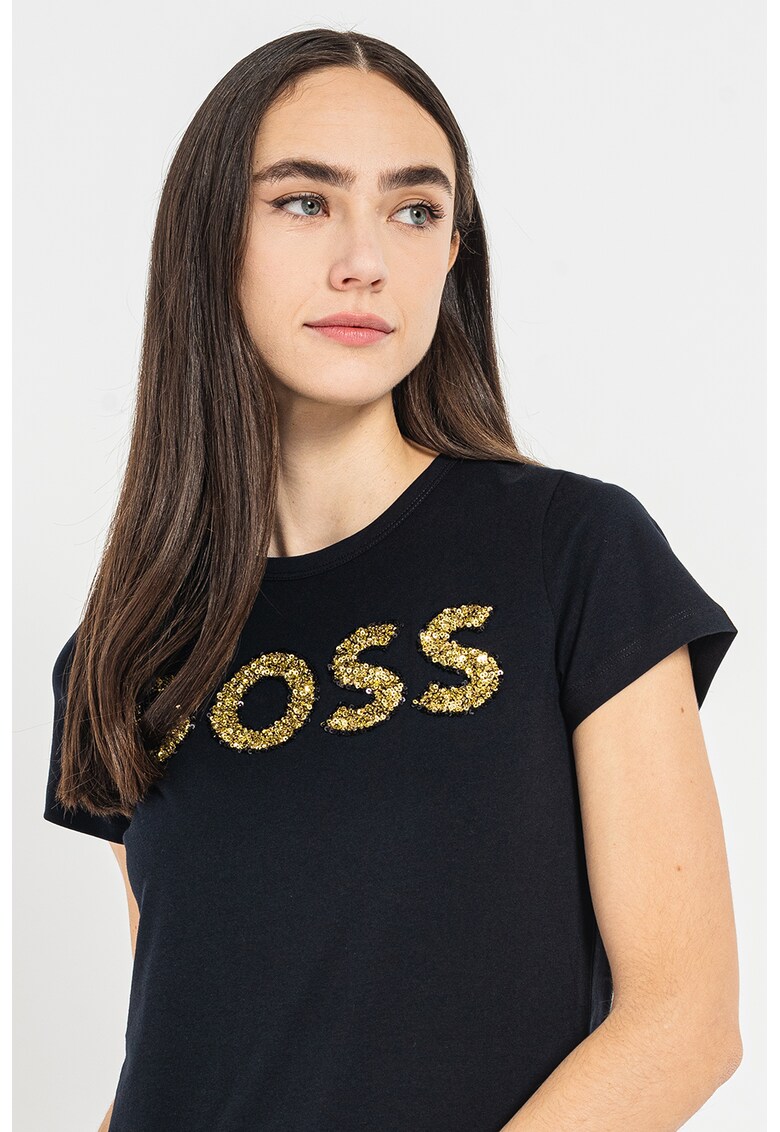 BOSS Тениска Eventsa с пайети и лого за Жени BOSS Тениска Eventsa с пайети и лого за Жени