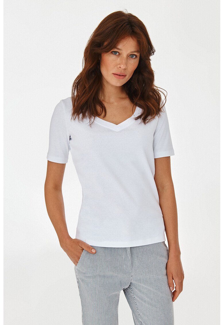 Tricou de bumbac organic cu decolteu in V